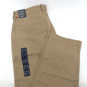 NEW J Crew Pants Mens 34x32 Khaki Tan Straight Leg Flex Casual Preppy‎ NWT H3186